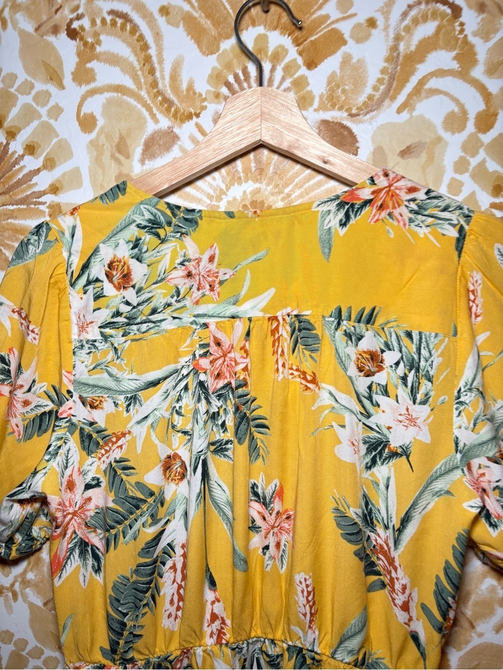 Lucky Brand Tropical Floral Dress M Boho Resortwear Vacation Romantic Feminine - Picture 9 of 9